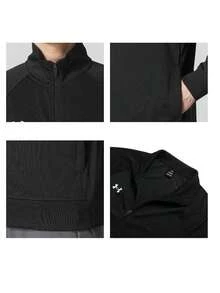 Under Armour Men's Sports Jacket, Knit Stand Collar Jacket, Fitness Training Knit Stand Collar Outerwear 25600404-001 - Black - View 6