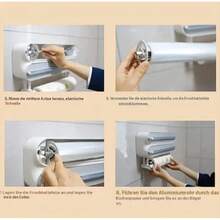 Coupe-film alimentaire jetable (1 pièce), support mural sans perçage pour film plastique – organisateur de rangement anti-poussière pour la cuisine, également adapté aux rouleaux de papier. - Gris - Voir 8