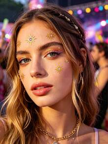 1pc Sun Theme DIY Face Jewels, Multicolor Crystal Decor 3D Gold Foil Rhinestone Stickers, Self-Adhesive Festival Face Jewelry For Music Festival, Summer Party, Halloween, Carnival, Photography, Wedding Events And Bohemian Theme Occasions - Multicolor - View 4