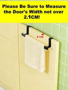 1pc Single Bar No-Drill Towel Rack, Cabinet Door Hanging Design, Bathroom Kitchen Space-Saving Hanging Towel Storage Rack, No-Installation Towel Rack, Bathroom Towel Storage, Space-Saving Storage, Home Hanging Hook Accessories - Multicolor - View 6