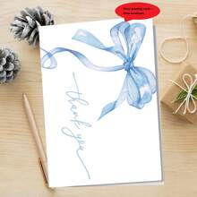 12pcs Blue Bow Thank You Card Set (6 Envelopes And 6 Greeting Cards), Includes Envelopes And Greeting Cards, Suitable For Christmas, Valentine's Day, Birthday, Wedding And Other Occasions, Blank Cards - Multicolor - View 9