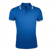 SOLS Mens Pasadena Tipped Short Sleeve Pique Polo Shirt - Royal/White - View 1