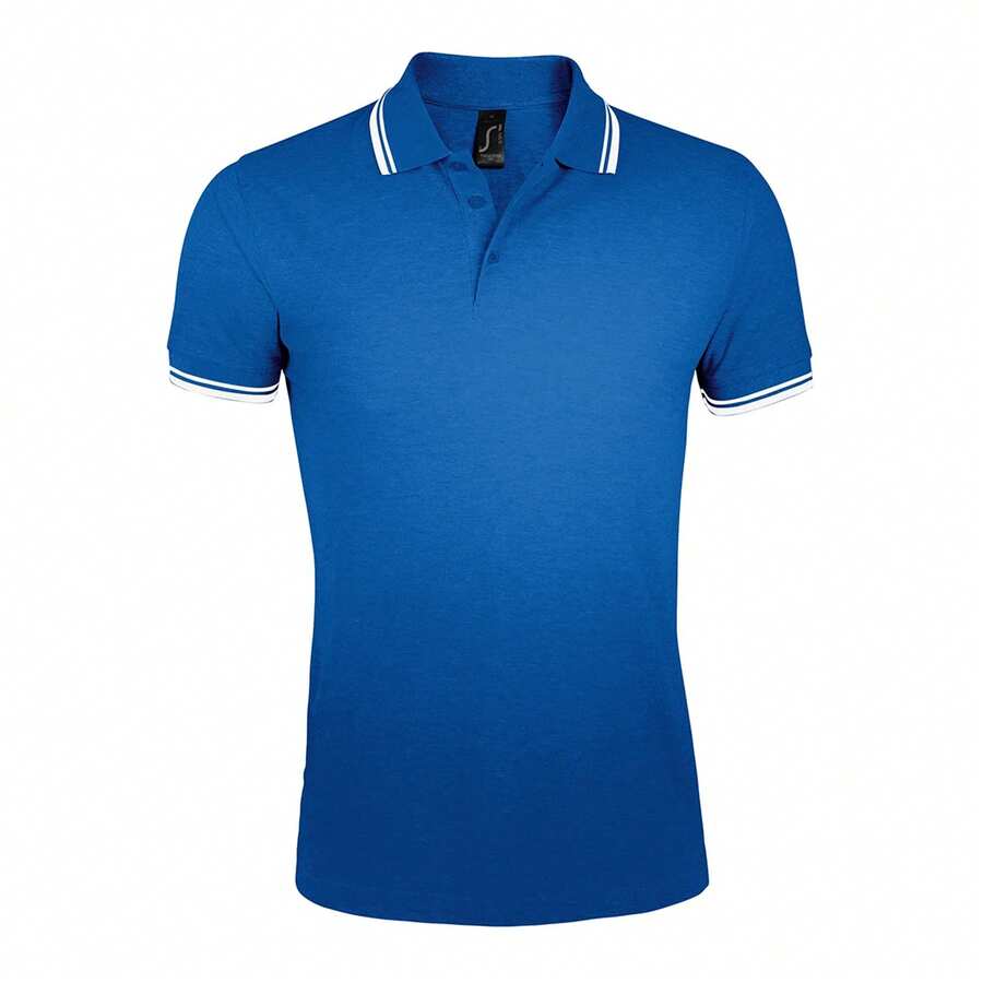 SOLS Mens Pasadena Tipped Short Sleeve Pique Polo Shirt - Royal/White - View 1