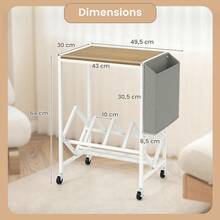 Rolling Record Player Stand Mobile Vinyl Display Shelf Turntable Stand With Magazine Holder Bag - Khaki - View 3