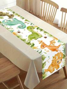 1件裝卡通恐龍桌旗 180x35cm 叢林恐龍聚酯纖維桌布 男孩1歲生日派對桌飾 嬰兒洗禮派對用品 - 彩色 - 查看 1
