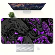 Cyber ​​Neon Purple! Giant Cthulhu-Style Octopus Desk Mat-An Atmospheric, Minimalist, Dark-Themed Gaming Keyboard Mat Featuring Precision Edge Stitching And A Non-Slip Rubber Base; Designed To Prevent Curling Or Fraying. - Mouse Pad - View 1