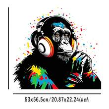 2D 塗鴉戴耳機黑猩猩自黏式乙烯基牆貼,可撕貼式 DJ 音樂主題黑猩猩塗鴉牆飾,適用於客廳、臥室、辦公室、音樂工作室和宿舍,音樂愛好者的理想禮物 - A - 查看 10