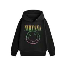 Nirvana Childrens/Kids Rainbow Hoodie - Black - View 1