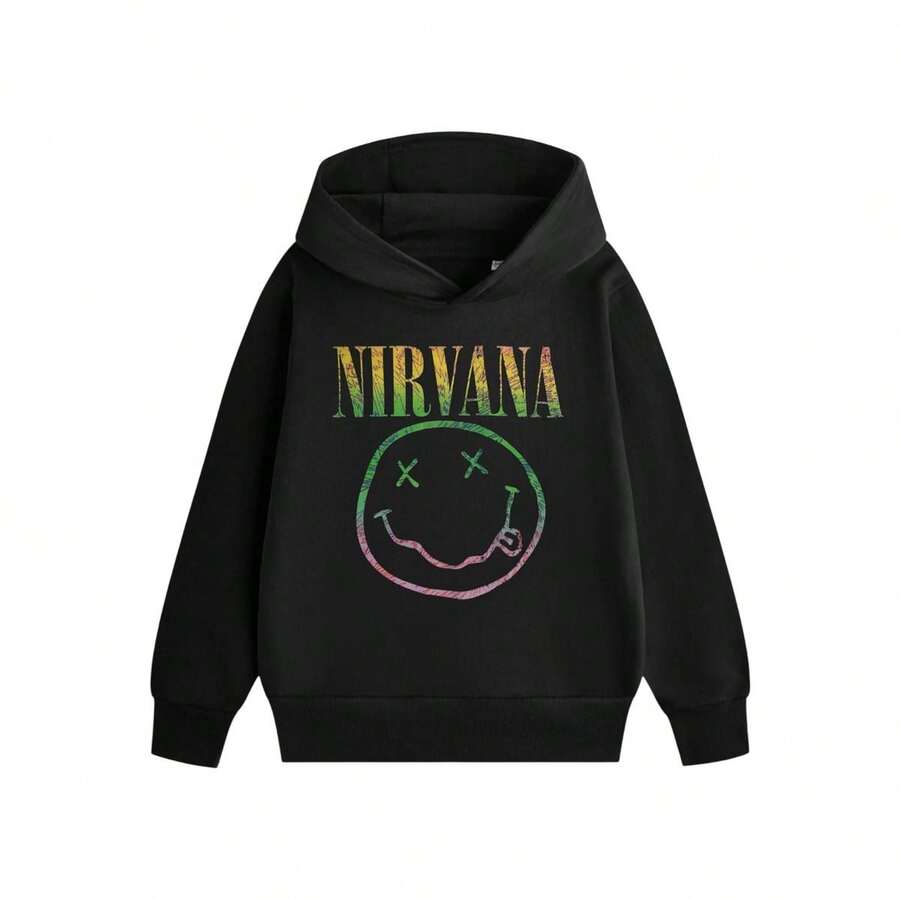 Nirvana Childrens/Kids Rainbow Hoodie - Black - View 1