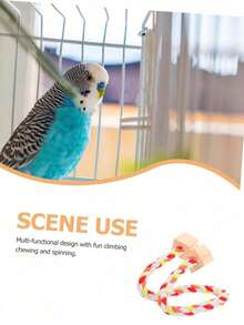 1pc Parrot Rope Knot Climbing Stand Soft Comfortable Bird Perch Toy, Cage Accessory, Suitable For Parrot And Bird Training And Play, Long-Lasting Use, Perch Toy, Cage Stand, Easy To Clean And Maintain, Durable - View 3