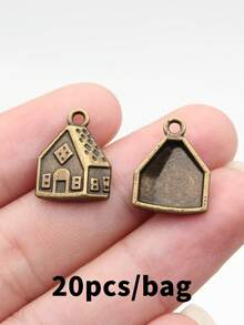 20pcs 17x13mm Small House Charms Pendant For DIY Jewelry Making Necklace Keychain Phone Chain Bracelet Making Accessories Handmade Craft - House - View 3