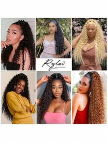 24 Inch Dark Brown Deep Wave Clip-In Ponytail Hair Extension - Heat Resistant Synthetic Fiber, Natural Curly Hair Styling Accessory, Suitable For Women's Daily Use, Daily Hairstyle Styling Accessory, Voluminous Curly Heat Resistant Fiber Wig - Brown Ombre - View 8