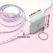 pdva 3pcs Mini Square Retractable Tape Measure (With Keychain), 150cm/59in Dual Scale Soft Tape, Portable Pocket-Sized Body Sewing Ruler, Suitable For Clothing, Waist And Craft Measurement - Multicolor - View 1
