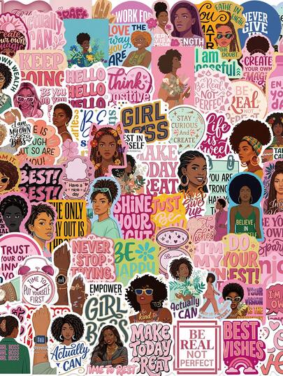 100PCS Inspirational Stories Black People Stickers Power Phrase Graffiti Decoration Notebook Suitcase Guitar Refrigerator Decals