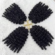bling hair Extensions de cheveux naturels crochetées pour femmes – Mèches bouclées birmanes (pré-bouclées), style << plumes », nœuds invisibles Miracle Knots, couleur : noir naturel - Natural Black - Voir 7