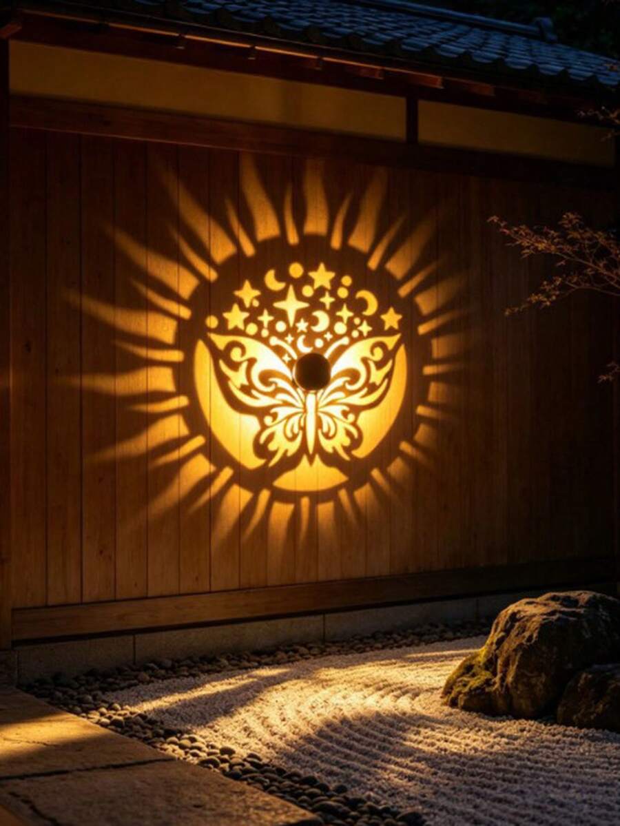 1件太陽能戶外花園小徑燈－蝴蝶造型裝飾燈，適用於花園庭院氛圍照明、草坪小徑步道裝飾，聖誕節、萬聖節與新年的完美禮物
