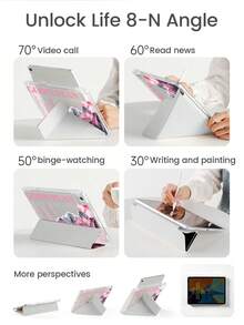 This Exquisite And Cute Cartoon Flower Letter Wave Double-Sided Painted Acrylic Transparent Crystal Back Cover Is Shockproof And Durable, Suitable For IPad 7th, 8th (10.2 Inch) And 10th Generation. It Features A Built-In Pen Slot, Supports Sleep/Wake Function And Multiple Folding Stand Modes, Making It An Excellent Holiday Gift. - 彩色 - 查看 6