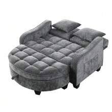 Multifunctional Sofa, 2-In-1 Sofa Bed, Storage Ottoman, Breathable Skin- Fabric, - Eucalyptus Wood, Suitable For Small Living Rooms, Studies, And Bedrooms. - 深灰色 - 查看 1