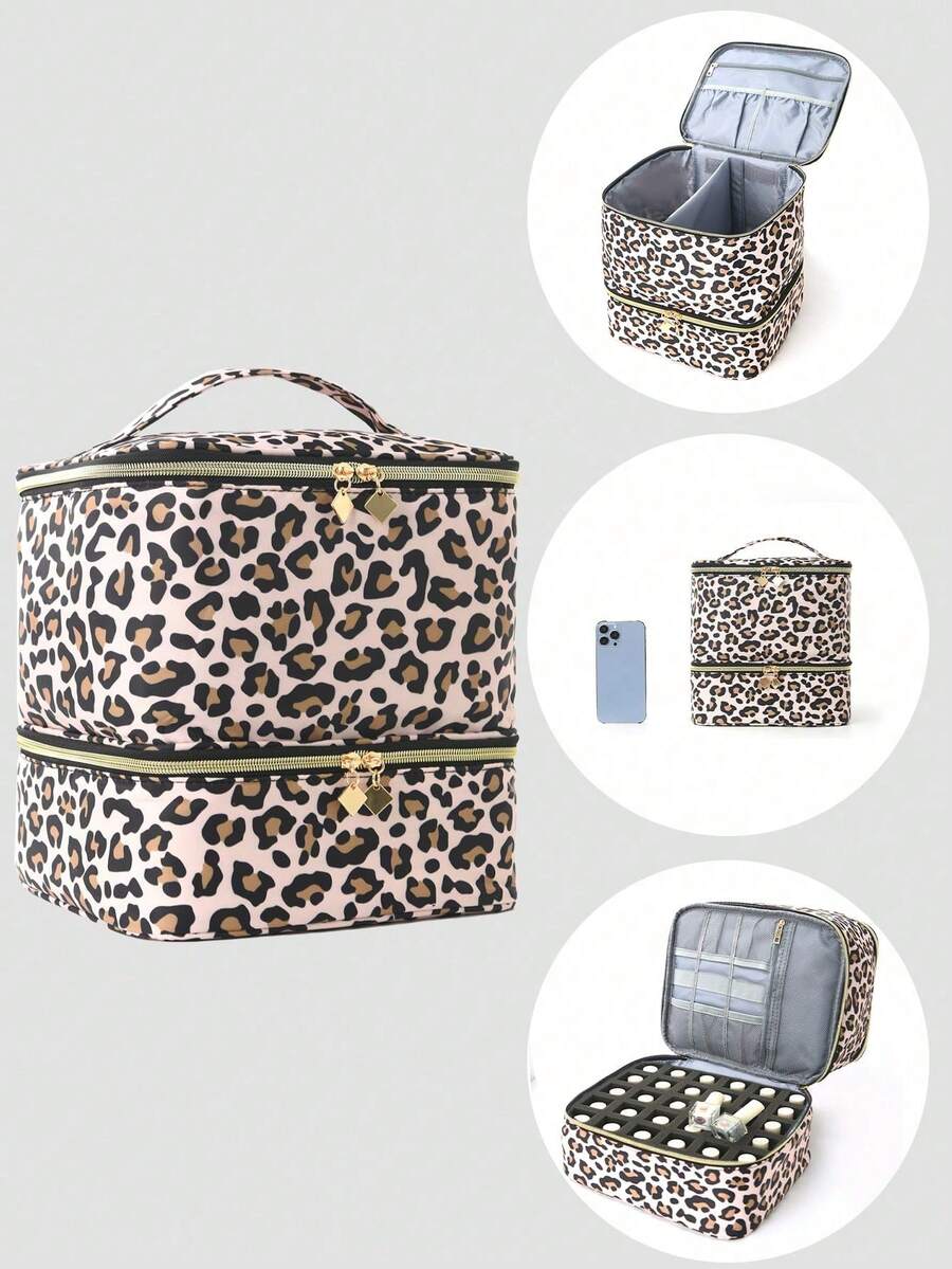 2026 Large Capacity Multifunctional Portable PU Leather Cosmetic Bag, Makeup Bag, Toiletry Bag, Makeup Organizer, Makeup Case, Manicure Supplies - 彩色 - 查看 1