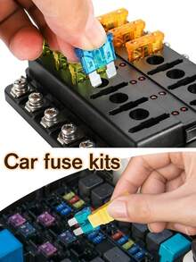 Juego de 100 piezas/120 piezas de fusibles automotrices, fusibles de hoja enchufables, surtido modular de fusibles para automóvil con caja de almacenamiento y clips - fusible - Ver 1