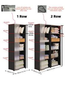 Easy Assembly Dust-Proof Wardrobe, Open Storage Cabinet, Bedroom Closet Organizer, High Capacity Storage Rack - Multicolor - View 3