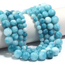 1strand Blue Larimar Natural Round Loose Spacer Stone Beads For Lovers For Jewelry Making Diy Necklace Bracelet Accessories 6 8 10mm - Lake Blue - View 5