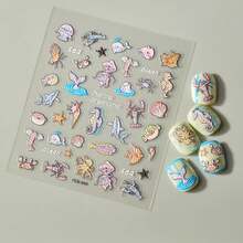 Pegatinas de uñas 5D para arte de uñas, 3 hojas de calcomanías autoadhesivas, linda mascota, pegatinas 3D para uñas, pegatinas para Uñas (gatos y perros 5D) - Peces dorados y sirenas 5d - Ver 6