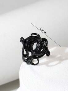 1 pieza Anillo de serpiente de doble cabeza estilo hip hop vintage unisex - serpiente - Ver 6