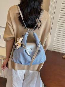 Multifunctional Tote Bag For Women, New Style With Pony Charm, Fashionable Versatile High-End Large Capacity Commuter Backpack, Shoulder Bag, Handbag, 3-In-1 Bag - Dusty Blue - View 7