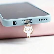 1pc Cat Phone Dust Plug, Acrylic Charging Port Protector Compatible With Apple And Type-C Connectors For Smartphones - Multicolor - View 2