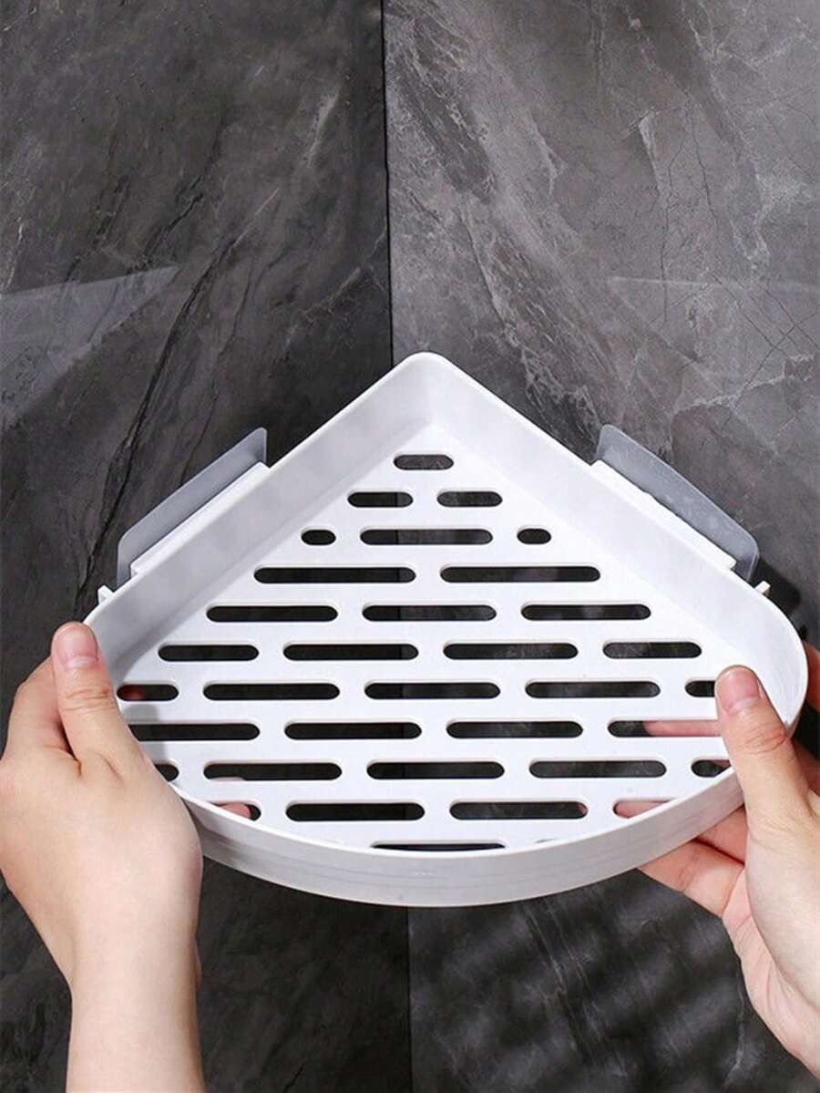 1 cái kệ lưu trữ phòng tắm màu trắng, giá đỡ gel tắm và dầu gội - trắng - Xem 1