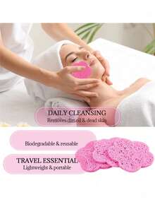 Compressed Cellulose Heart Shape Facial Sponges Natural Cosmetic Spa Sponges Reusable For Facial Cleansing Exfoliating - Watermelon Pink - View 6