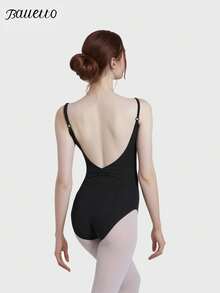 balletto Adjustable Strap Gymnastics Leotard Camisole, Backless Design For Art Students, Adult Women's Spaghetti Strap High-Cut Body Suit Sports Black Fall - Black - View 1
