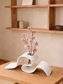 1pc Ribbon-Shaped Dried Flower Holder, Curved Vase Display Stand, Durable Plastic Floral Support Rack, Creative Desktop Floral Decoration, Home & Office Decor Accessory, Wedding Party Flower Display Stand, Modern Minimalist Dried Flower Ornament - Multicolor - View 7