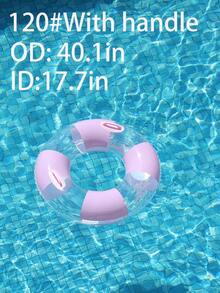 Macaron Color Block Transparent Sequin Swim Ring, Optional Handle, Adult Inflatable Pool Float, Suitable For Beach Swimming - Multicolor - View 14