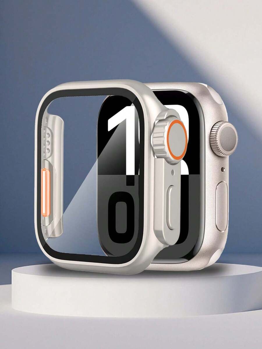 Huastonband 1pc Rose Pink Watch Protective Case, Ultra Watch Appearance PC Hard Material With Screen Protector, Anti-Collision Anti-Scratch Anti-Dust Watch Protective Case Compatible With Ultra 3 2 1 SE S10 S9/S8/S7/S6/S5/S4/S3/S2/S1 Series, Men's And Women's Accessories, Essential For Summer Beach Activities And Parties, Mother's Day Gift, Teacher's Day Gift, Graduation Classmate Gift. - Starlight - View 1