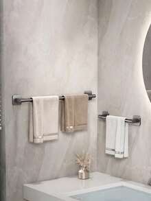 Bathroom Wall-Mounted Towel Rack 60/70CM, No Drilling Required, Sturdy Rust-Proof Towel Bar, Space-Saving, Storage Rack, Bathroom Accessories - Grey - View 5