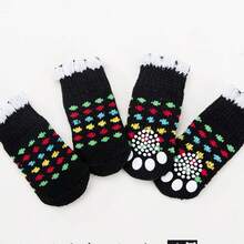 4 Pairs Dog Socks Anti-Slip Bottom Anti-Dirt Anti-Scratch Pet Foot Covers Indoor Warm Shoes Socks For Small Dogs - Multicolor - View 9