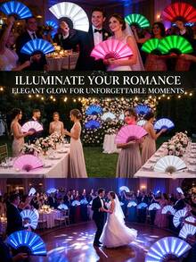 Abanico de mano plegable con luz LED multicolor, abanico brillante que cambia de color, accesorio de estilo hada dulce y punk callejero, adecuado para carnaval, cosplay, Halloween, festival de música, fiesta de boda, fotografía de escenario y danza tradicional - ventilador de luz LED - Ver 9