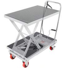Hydraulic Lift Table Cart, 500lbs Capacity 28.5" Lifting Height, Manual Single Scissor Lift Table With 4 Wheels And Non-Slip Pad, Hydraulic Scissor Cart For Material Handling, Gray-XY789103 - Default - View 8