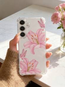 1pc Creative Pink Butterfly Pattern Transparent Four-Corner Shockproof Raised Screen Design Phone Case, Compatible With Google Pixel 9 Pro XL/Smart 8/Hot 40i/Spark 20/Spark 20C/Spark Go 2024/Moto G84/Honor X9b/Ace 3V/Galaxy S26 S25 S24Ultra S24Plus S24FE S23 S22 S21 S20 A73 A72 A70 A55 A54 A53 A52 A50 A30 A42 A35 A34 A33 A25 A24 A20 A30 A15 A56 A57 A16 A17 A07 - Clear - View 1