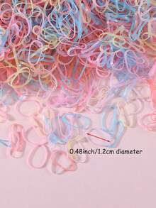 2000入女孩小號橡膠髮圈，夾鏈袋裝，彩色一次性馬尾紮髮圈，日常使用髮飾 - 彩色 - 查看 4