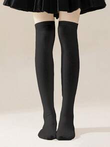 1 Pair Girls Solid Color Knee-High Socks, Versatile Over-The-Knee Socks Suitable For 8-16 Years Old Girls Daily Wear, Party, Holiday And Gift - Multicolor - View 8