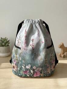 1pc Drawstring Backpack, Multi-Scenario Universal, Extra Large Capacity, Ultra-Lightweight & Portable, Durable, High Aesthetic, Foldable Storage Bag, Flower, Butterfly, Soccer Pattern Drawstring Fitness Sports Backpack, Dust-Proof Storage, Suitable For Outdoor Travel, Fitness, Daily Commute And School Use - Multicolor - View 10