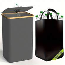 OrdoVault 1pc Ideal Bamboo Frame Deposit Bin, Recycling Bin, 100L Large Capacity Trash Can, Laundry Basket, Top Odor-Proof Self-Closing Opening, 4 Metal Support Rods, Reusable Nylon Inner Bag, Bamboo Frame, Ideal For Home, Kitchen, Bathroom, Storage And Organization - Multicolor - View 17