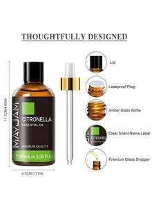 Minyak Esensial Serai 10/30/100ml, MAYJAM 1 Botol Minyak Esensial Serai Premium, Cocok untuk Diffuser Aromaterapi, Humidifier, Pembuatan Lilin dan Sabun, Minyak Esensial Murni, Cocok untuk Diffuser Aromaterapi Rumah, Pewangi DIY, Aroma Tahan Lama - Sereh - View 11