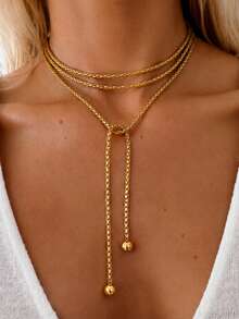 1pc Fashion Punk Casual Versatile Sun Pendant Long Necklace With OT Clasp For Women, Daily, Party, Date, Vacation, Travel, Gift Choice For Girlfriend And Mom - Yellow Gold - View 8