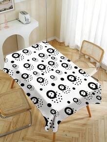 1pc Round Geometric Pattern Printed Tablecloth, Modern Style Polyester Fiber Rectangular Round Waterproof Tablecloth, Digital Printed Tablecloth Suitable For Living Room Home Use, Outdoor Dining Table, Small Round Table - Multicolor - View 5