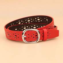 1 peça Cinto feminino vazado sem furos, novo, versátil, da moda, decorativo, com fivela metálica multicolorida premium, estilo coreano retrô, minimalista, para jeans, adequado para estudantes, verão, outono, Halloween, adolescentes, casual, exterior, desporto, férias, viagens, formatura, aniversário e uso diário - Multicolorido - View 21