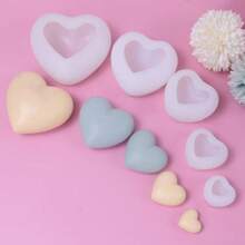 1pc DIY 3D Heart-Shaped Valentine's Day Car Aromatherapy Candle Atmosphere Decor Ornament Silicone Mold - White - View 8